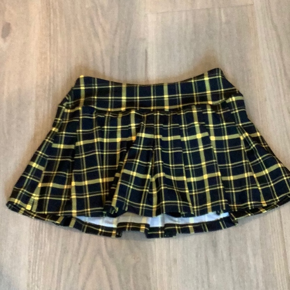 Black and yellow plaid tennis skirt
